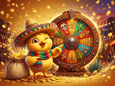 Premium online casino interface with gold chips and slots